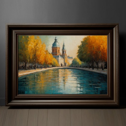 Modern Abstract Design Goud Sinaasappel Blauw Euro Poster