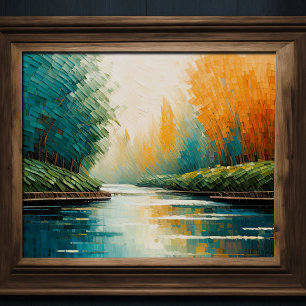 Modern Abstract Design Goud Sinaasappel Blauw Euro Poster