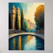 Modern Abstract Design Goudblauw Europees Poster (Voorkant)