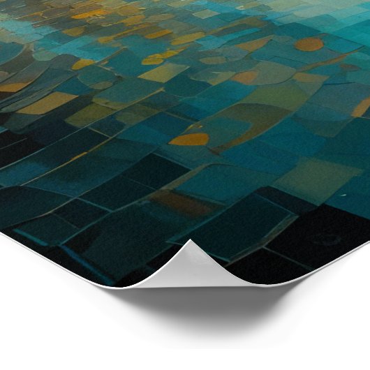 Modern Abstract Design Goudblauw Europees Poster (Hoek)