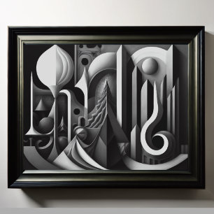 Modern Abstract Design Zwart kubisme Surrealisme 4 Poster
