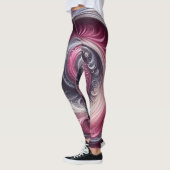 Modern Abstract Eenvoudig Draaiend Roze en Paarse Leggings (Links)