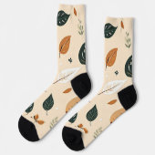 Modern Abstract Fall Leaves Pattern Socks Sokken (Links)