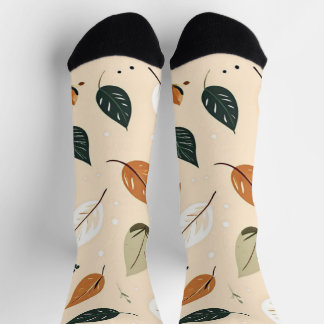 Modern Abstract Fall Leaves Pattern Socks Sokken