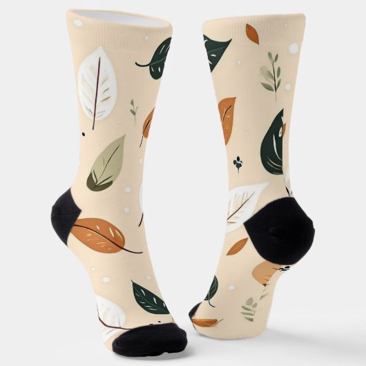 Modern Abstract Fall Leaves Pattern Socks Sokken (Gebogen)