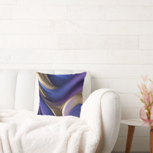 Modern Abstract-Flow Art-Blue Paarse en Gouden Kussen