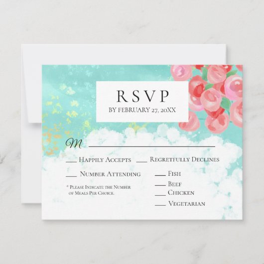 *~* Modern Abstract Flower Glitter Wedding RSVP (Voorkant)