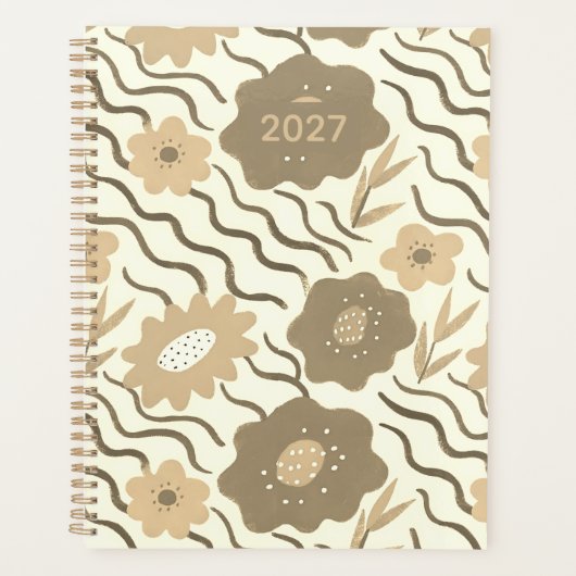 Modern Abstract Flowers Boho Wavy (Devant)