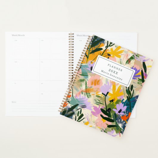 Modern Abstract Flowers Custom 2026 Weekly Planner (Devant avec enveloppe)