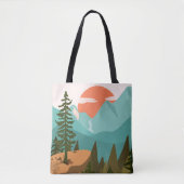 Modern Abstract Forest, Mountains, and Sunrise Draagtas (Voorkant)