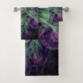 Modern Abstract fractaal Paars en groen ontwerp Bad Handdoek (Insitu)