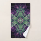 Modern Abstract fractaal Paars en groen ontwerp Bad Handdoek (Handdoek)
