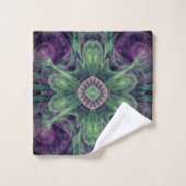 Modern Abstract fractaal Paars en groen ontwerp Bad Handdoek (Wasdoekje)