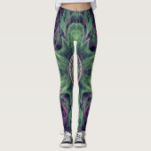 Modern Abstract fractaal Paars en groen ontwerp Leggings (Voorkant)