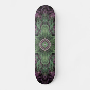 Modern Abstract fractaal Paars en groen ontwerp Skateboard