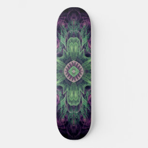 Modern Abstract fractaal Paars en groen ontwerp Skateboard