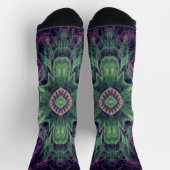 Modern Abstract fractaal Paars en groen ontwerp Sokken (Top)
