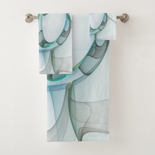 Modern Abstract Fractal Art Blue Turquoise Gray Bad Handdoek (Insitu)