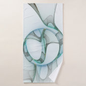 Modern Abstract Fractal Art Blue Turquoise Gray Badhanddoek (Badhanddoek)