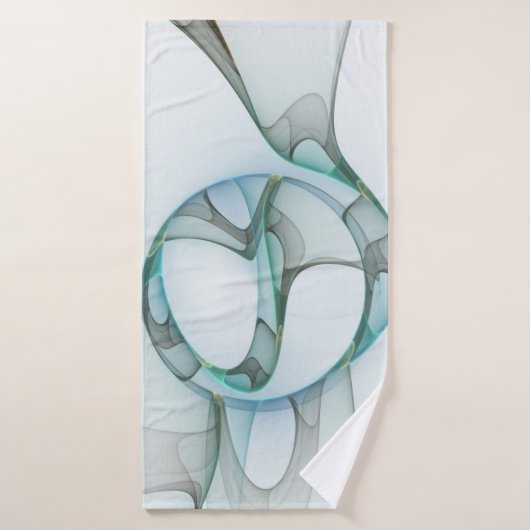 Modern Abstract Fractal Art Blue Turquoise Gray Badhanddoek (Badhanddoek)