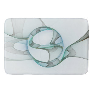 Modern Abstract Fractal Art Blue Turquoise Gray Badmat