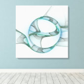 Modern Abstract Fractal Art Blue Turquoise Gray Canvas Afdruk (Insitu (Houten vloer))
