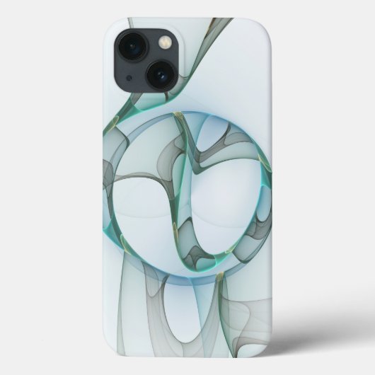 Modern Abstract Fractal Art Blue Turquoise Gray Case-Mate iPhone Case (Achterkant)