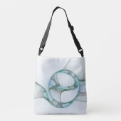 Modern Abstract Fractal Art Blue Turquoise Gray Crossbody Tas (Achterkant)