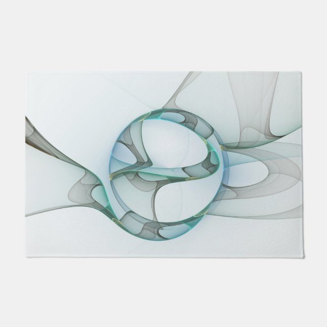 Modern Abstract Fractal Art Blue Turquoise Gray Deurmat (Voorkant)