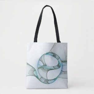 Modern Abstract Fractal Art Blue Turquoise Gray Draagtas