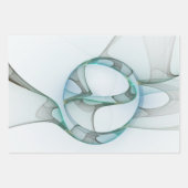 Modern Abstract Fractal Art Blue Turquoise Gray Inpakpapier Vel (Voorkant 3)