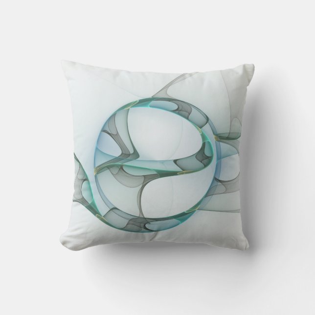 Modern Abstract Fractal Art Blue Turquoise Gray Kussen (Voorkant)