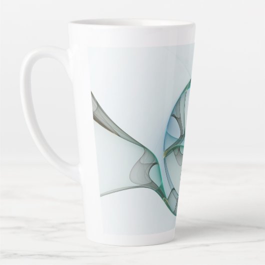 Modern Abstract Fractal Art Blue Turquoise Gray Latte Mok (Links)