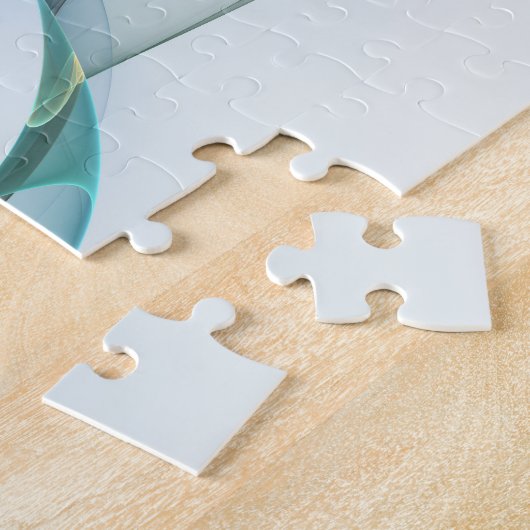 Modern Abstract Fractal Art Blue Turquoise Gray Legpuzzel (Zijkant)