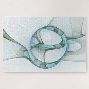 Modern Abstract Fractal Art Blue Turquoise Gray Legpuzzel