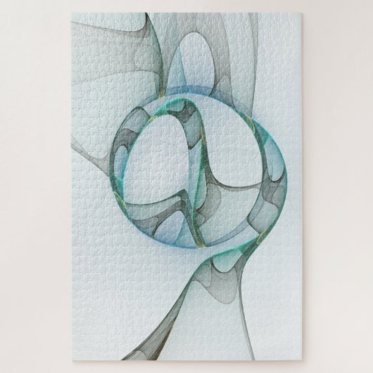 Modern Abstract Fractal Art Blue Turquoise Gray Legpuzzel (Verticaal)