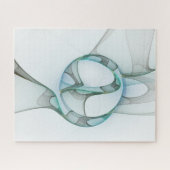 Modern Abstract Fractal Art Blue Turquoise Gray Legpuzzel (Horizontaal)