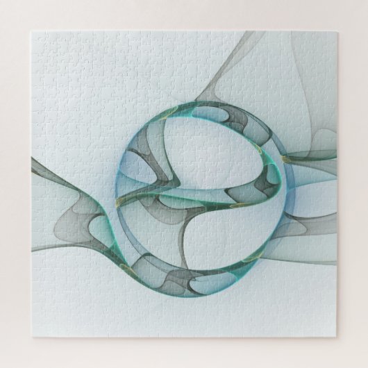Modern Abstract Fractal Art Blue Turquoise Gray Legpuzzel (Verticaal)