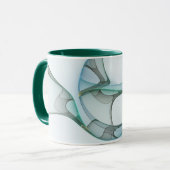 Modern Abstract Fractal Art Blue Turquoise Gray Mok (Voorkant links)