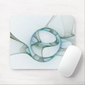 Modern Abstract Fractal Art Blue Turquoise Gray Muismat (Met muis)