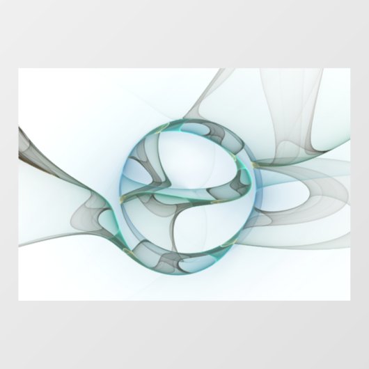 Modern Abstract Fractal Art Blue Turquoise Gray Raamsticker (Vel)