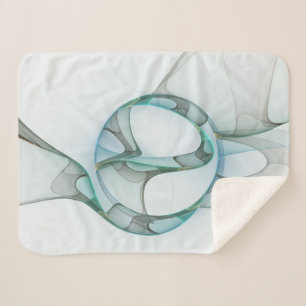Modern Abstract Fractal Art Blue Turquoise Gray Sherpa Deken