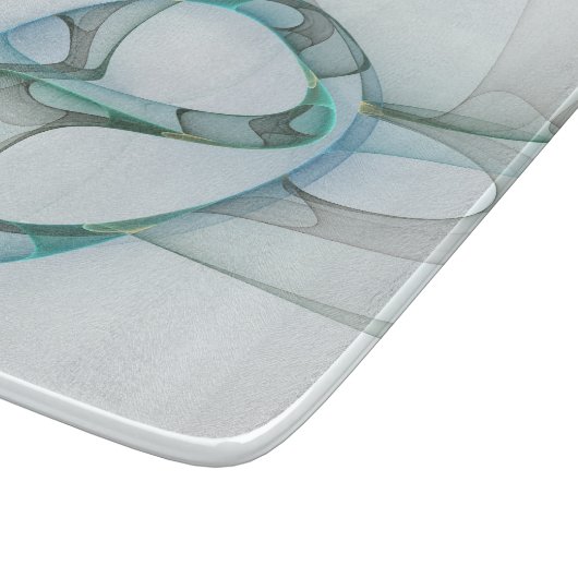 Modern Abstract Fractal Art Blue Turquoise Gray Snijplank (Hoek)