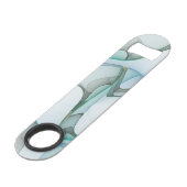 Modern Abstract Fractal Art Blue Turquoise Gray Speed Flessenopener (Voorkant Gekanteld)