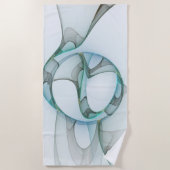 Modern Abstract Fractal Art Blue Turquoise Gray Strandlaken (Voorkant)