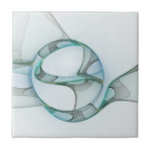Modern Abstract Fractal Art Blue Turquoise Gray Tegeltje (Voorkant)