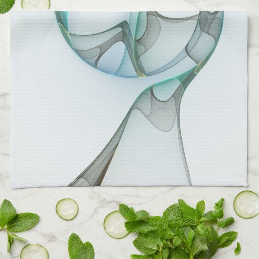 Modern Abstract Fractal Art Blue Turquoise Gray Theedoek (Gevouwen)