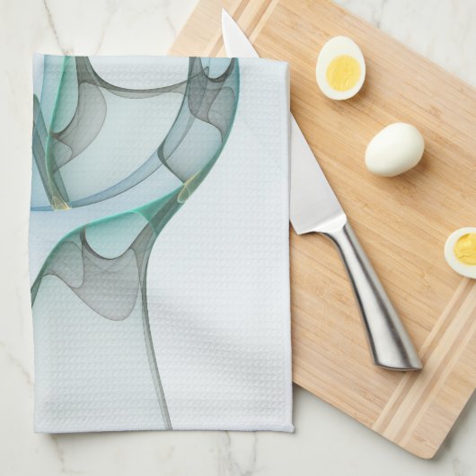 Modern Abstract Fractal Art Blue Turquoise Gray Theedoek (Quarter Fold)