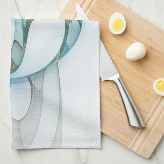 Modern Abstract Fractal Art Blue Turquoise Gray Theedoek (Quarter Fold)