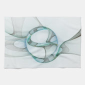 Modern Abstract Fractal Art Blue Turquoise Gray Theedoek (Horizontaal)